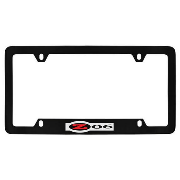 Chevy Corvette C5 Zo6 Black Coated Metal Bottom Engraved License Plate Frame