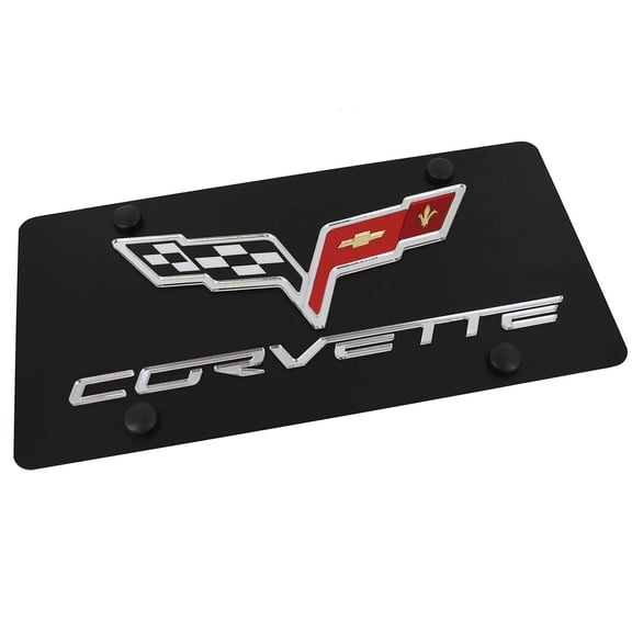Chevy Corvette C6 Dual Logo License Plate (Black)