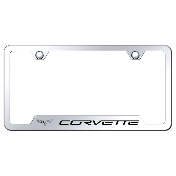 Chevy Corvette C6 Laser Etched Logo Cut-Out License Plate Frame (Chrome)