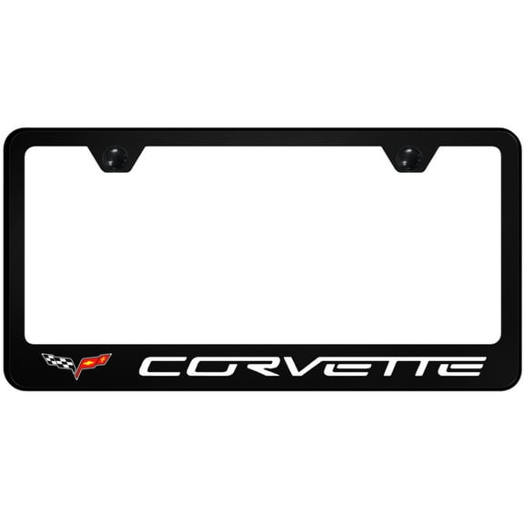 Chevy Corvette C6 UV Print Polycarbonate License Plate Frame (Black)