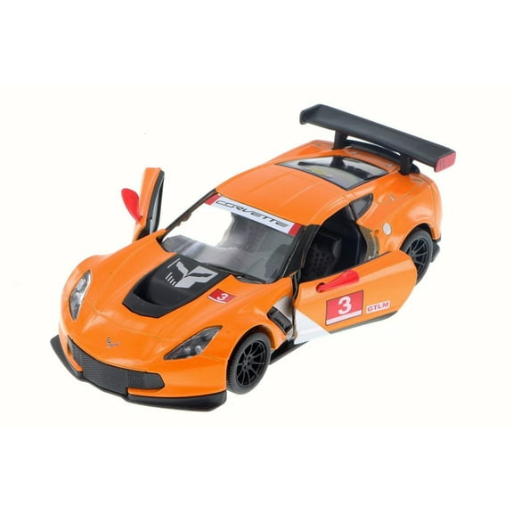 Chevy Corvette C7 Race Car #3, Orange w/ Decals - Kinsmart 5397D - 1/36 Scale Diecast Model Toy Car