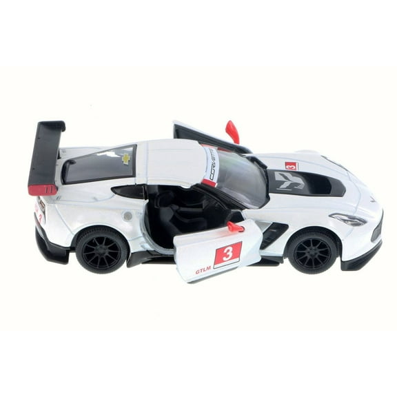 Chevy Corvette C7 Race Car #3, White w/ Decals - Kinsmart 5397D - 1/36 Scale Diecast Model Toy Car