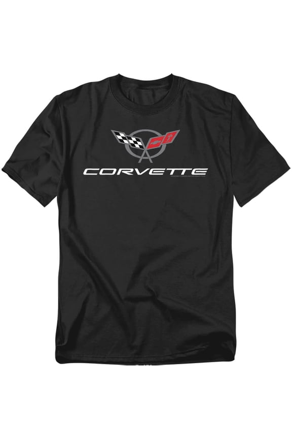 Chevy Corvette Chevrolet Vintage GM Car Logo T Shirt (Corvette Logo - Black)