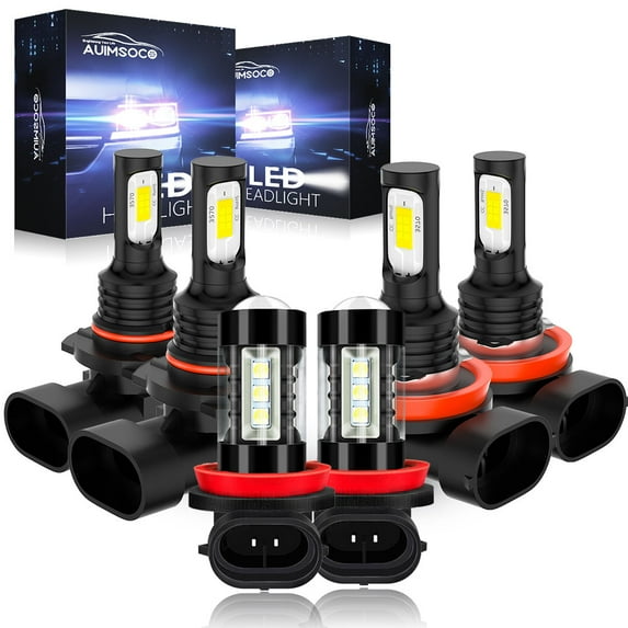 For Chevy Cruze 2016 2017 2018 2019 6Pcs 8000 Lumens White 6000k LED Headlights Bulbs, Hi-Lo Beam Fog Lights Combo 9005+H11+H11 KIT, Canbus No Error High Power Lamps, Plug-N-Play