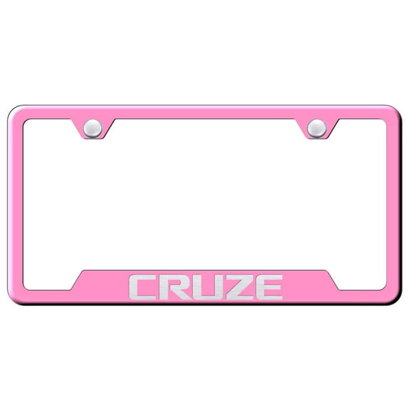 Chevy Cruze Laser Etched Logo Cut-Out License Plate Frame (Pink)