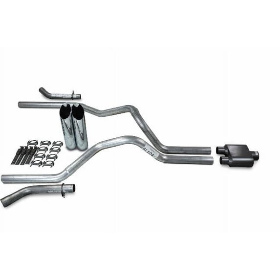 Chevy GMC 1500 07-14 2.5" Dual Exhaust Kits 1 Chamber Slash Tips Corner Exit