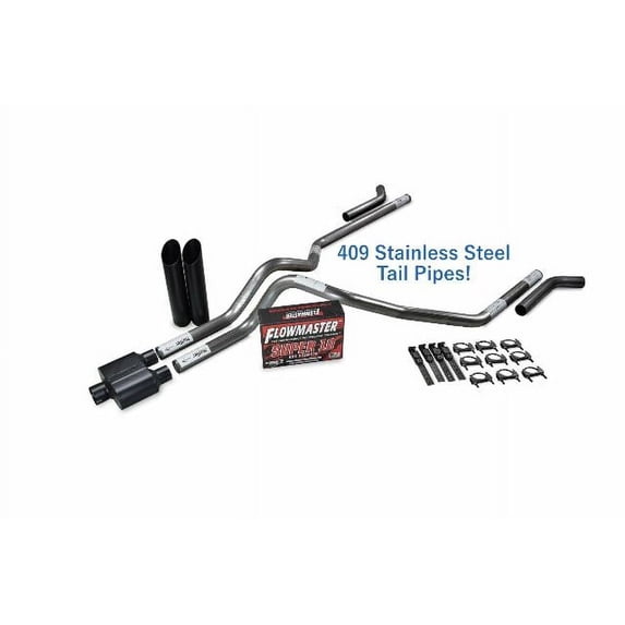 Chevy GMC 1500 07-14 2.5" SS Dual Exhaust Kit Flowmaster Super 10 Corner Black
