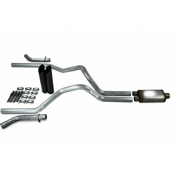 Chevy GMC 1500 15-18 2.5" Dual Exhaust Kit Stainless Muffler Black Tip Corner Ex