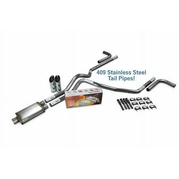 Chevy GMC 1500 15-18 2.5" SS Dual Exhaust Kit Cherry Bomb Salute Side SL Tips