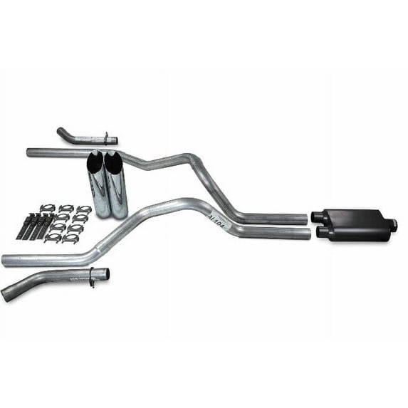 Chevy GMC 1500 88-95 2.5" Dual Exhaust Kits 2 Chamber Slash Tips Corner Exit