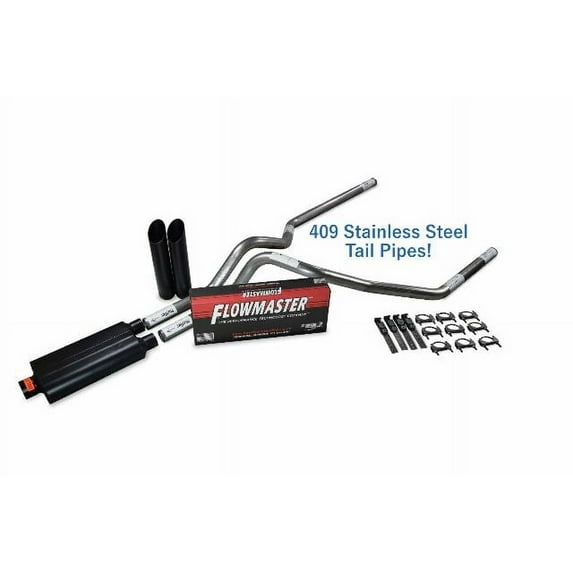Chevy GMC 1500 88-95 2.5" Stainless Dual Exhaust Kit Flowmaster 50 Black Tips
