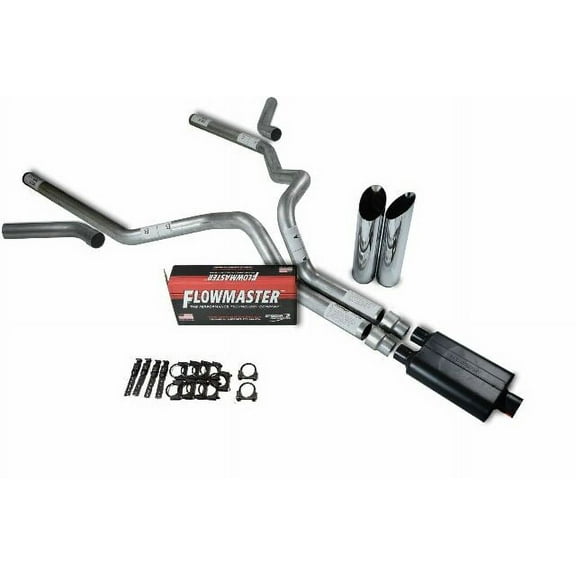 Chevy GMC 1500 88-95 3" Dual Exhaust Kits Flowmaster 40 Series Slash Tip Corner