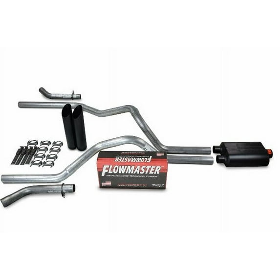Chevy GMC 1500 96-99 2.5" Dual Exhaust Kits Flowmaster Super 40 Black Tip Corner