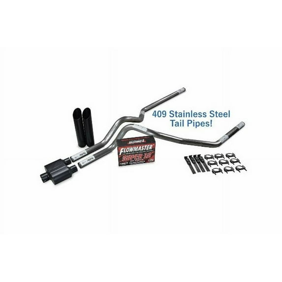 Chevy GMC 1500 99-06 2.5" Stainless Dual Exhaust Kit Flowmaster Super 10 BLK Tip