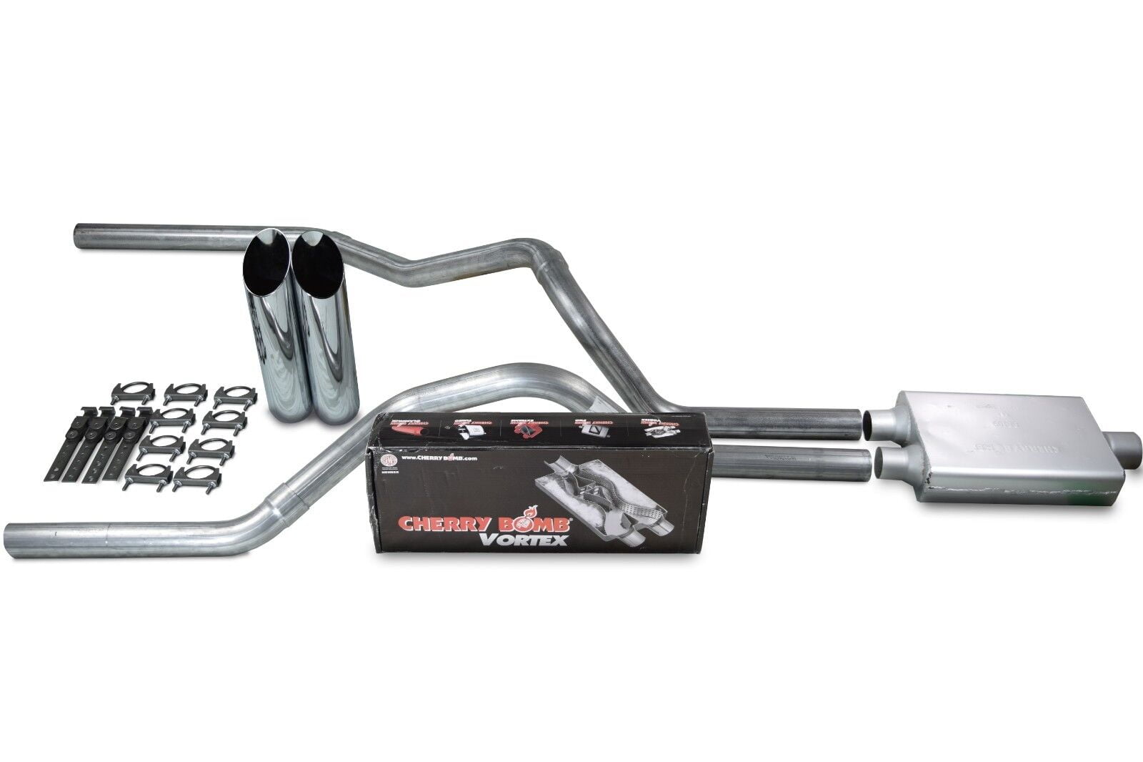 Chevy GMC 1500 Truck 8895 2.5" Dual Exhaust Kits Cherry Bomb Vortex Slash Tips