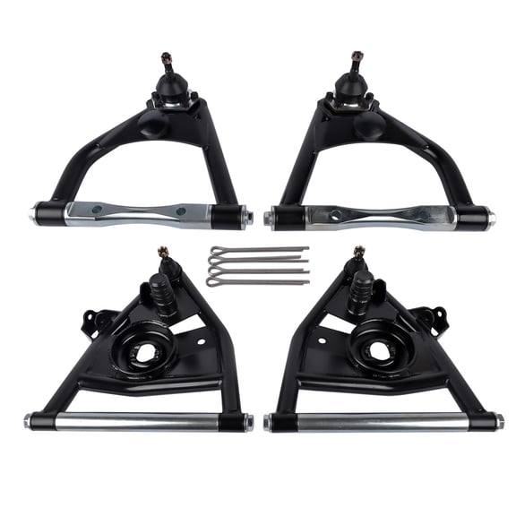 Chevy GMC C10 1973-1987 Tubular Control Arms Kit - Upper & Lower - 1.25" DOM Tubing - Black Coated - Polyurethane Bushings & Ball Joints Installed - Suspension Upgrade