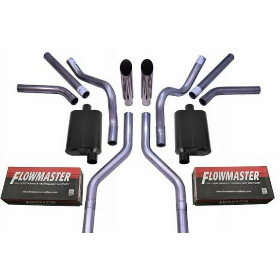 Chevy GMC C10 63-72 2.5" Dual Exhaust Kits Flowmaster 40 Series Slash Clamp Side