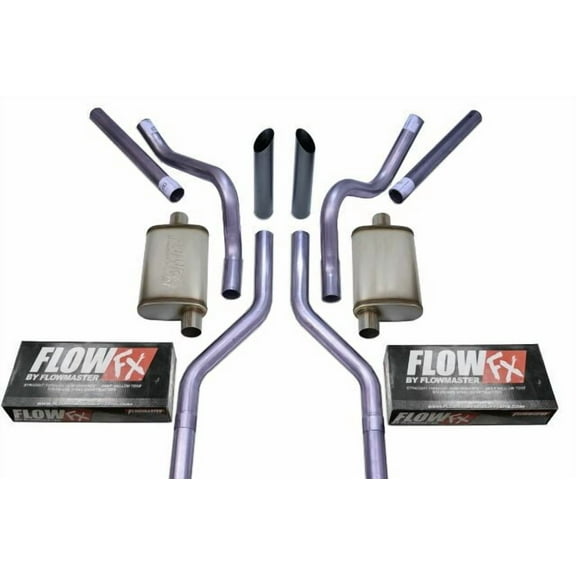 Chevy GMC C10 63-72 2.5" Dual Exhaust Kits Flowmaster Flow FX Black Corner E