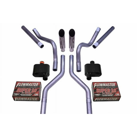 Chevy GMC C10 63-72 2.5" Dual Exhaust Kits Flowmaster Super 10 Slash Clamp C