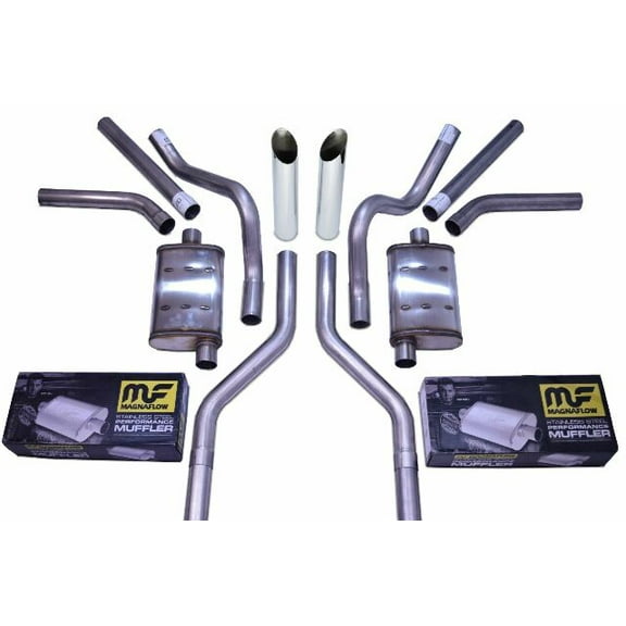 Chevy GMC C10 63-72 2.5" Dual Exhaust Kits Magnaflow Slash Tips Side Exit