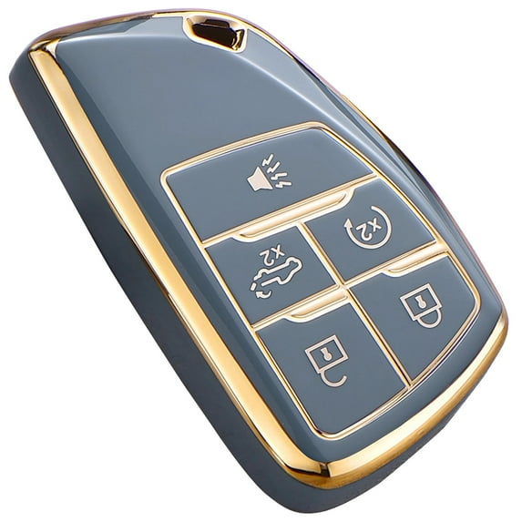 for Chevy GMC Key Fob Cover with Keychain, for Silverado 1500 GMC Sierra 1500 2500HD 3500HD Buick Envision, Soft TPU Key Shell Case Remote Smart Key Holder 5 Buttons Keychain