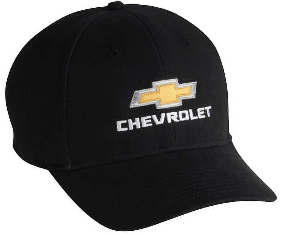 Chevy Gold Bowtie Black Cotton Baseball Hat - Adult