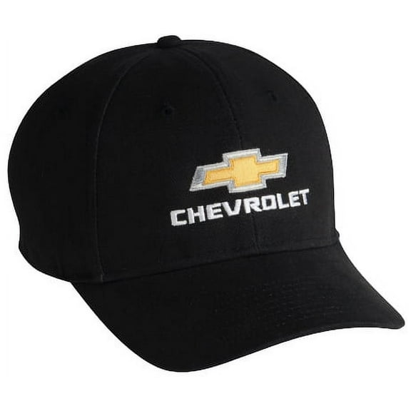 Chevy Gold Bowtie Black Cotton Baseball Hat - Adult