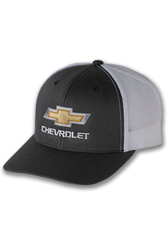 Chevy Gold Bowtie Gray and White Mesh Hat