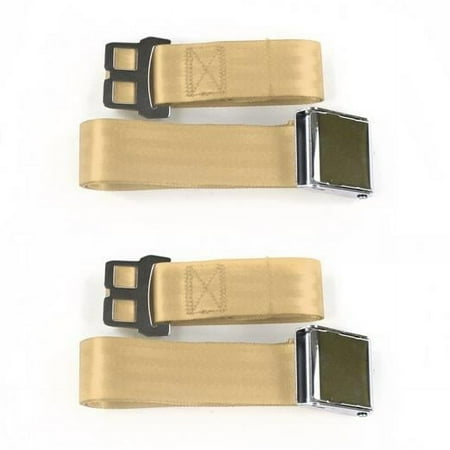 Chevy Impala 1958 Airplane 2 Point Tan Lap Bucket Seat Belt Kit - 2 Belts