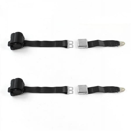 Chevy Impala 1959-1960 Airplane 2 Point Black Retractable Bucket Seat Belt Kit - 2 Belts