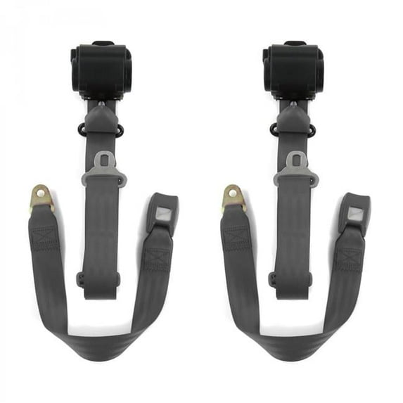 Chevy Impala 1959-1960 Standard 3 Point Charcoal Retractable Bucket Seat Belt Kit - 2 Belts
