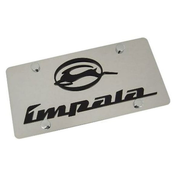 Chevy Impala Dual Logo License Plate (Black on Chrome)