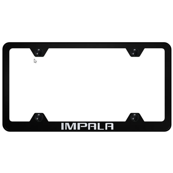 Chevy Impala Laser Etched Logo Wide Body License Plate Frame (Black)