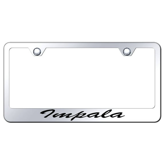 Chevy Impala Laser Etched Script Stainless Steel License Plate Frame (Chrome)