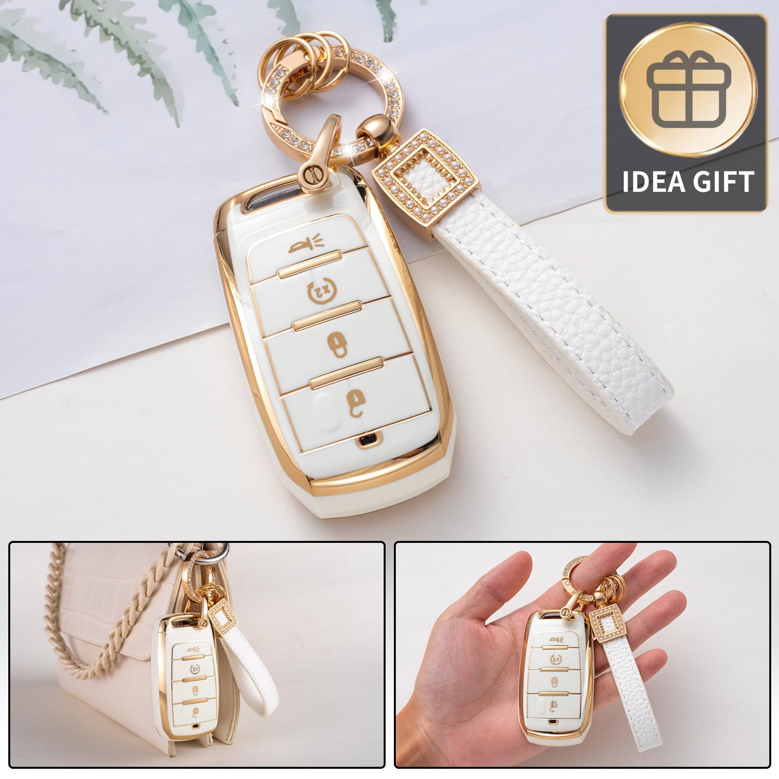 for Chevy Key Fob Cover with Keychain, Premium TPU Full Protection Key Fob Case for Chevrolet Equinox Camaro Cruze Malibu Sonic Buick Terrain 5 buttons