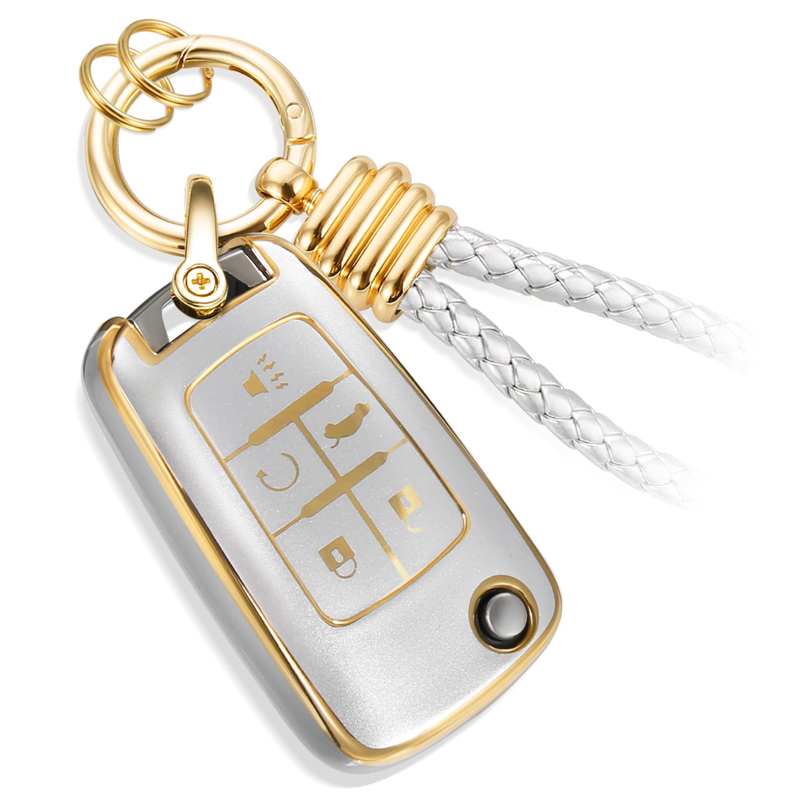 Key Fob Bell Rope for Chevy Key Fob Cover with Metal Braided Rope Keychain, Upgraded Key ...