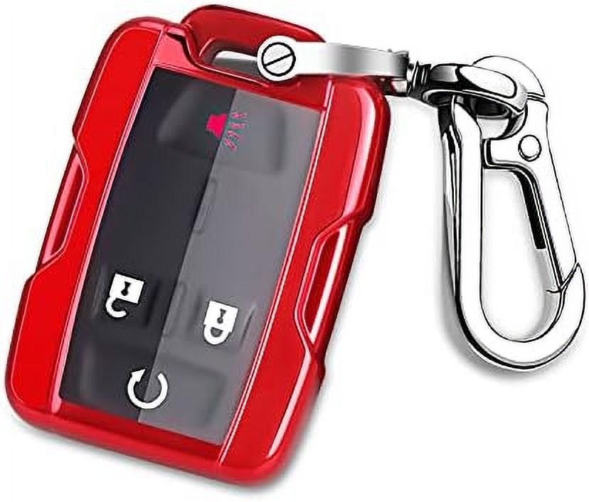 Chevy GMC Key Fob Cover With Keychain – No Screws Needed, Fits 2021-2025 Silverado, Sierra, Tahoe, Yukon (Red, 6 Buttons) - View #7