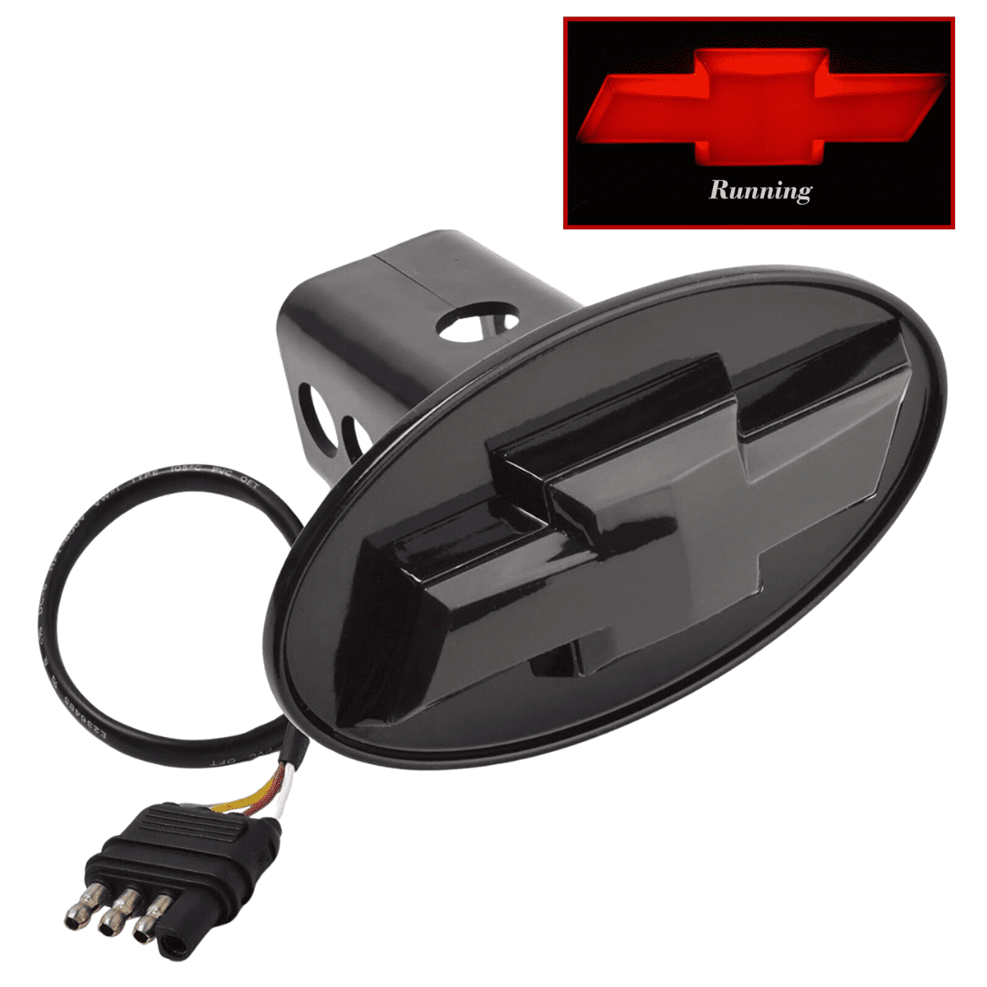 Chevy LED Lighted Hitch Cover – Gloss Black Finish | Red Lighted Bowtie ...