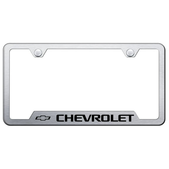 Chevy Laser Etched Logo Cut-Out License Plate Frame (Brushed Chrome)