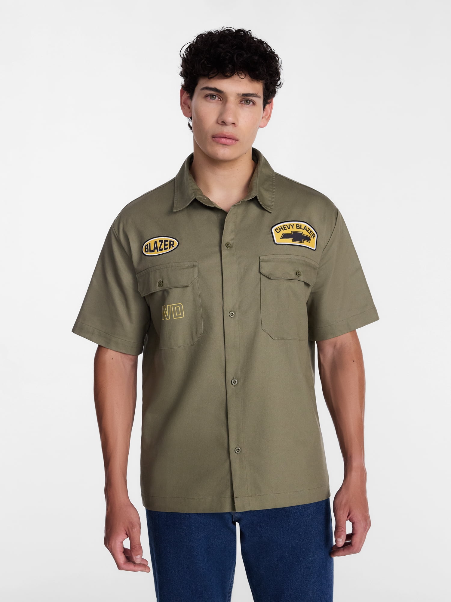 Chevy Blazer Men's and Big Men's Button Up Graphic Shirt with Short Sleeves, Sizes XS-3XL