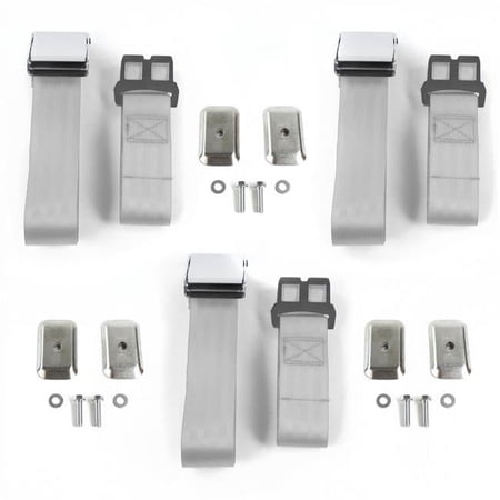Chevy Nova 1968-1974 Airplane 2 Point Gray & Grey Lap Bench Seat Belt Kit with Bracketry - 3 Belts