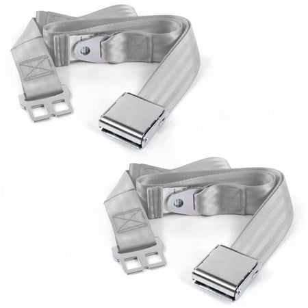 Chevy Nova 1968-1974 Airplane 2 Point Gray & Grey Lap Bucket Seat Belt Kit - 2 Belts