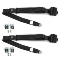 Chevy Nova 1968-1974 Standard 3 Point Black Retractable Bucket Seat Belt Kit with Bracketry - 2 Belts