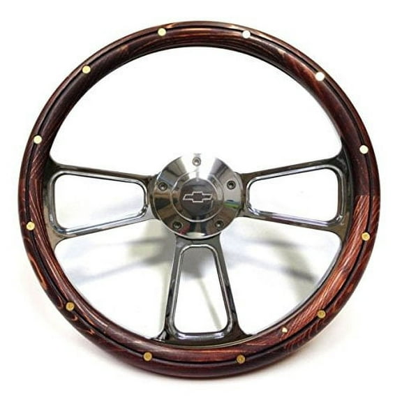 Chevy Pick Up Truck Real Wood & Chrome Steering Wheel & Adapter 1948 -1959