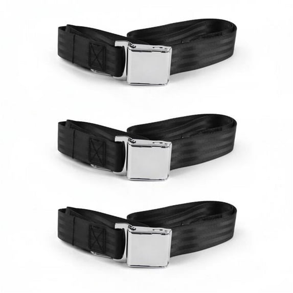 Chevy S10 Blazer 1982-1994 Airplane 2 Point Black Lap Bench Seat Belt Kit - 3 Belts