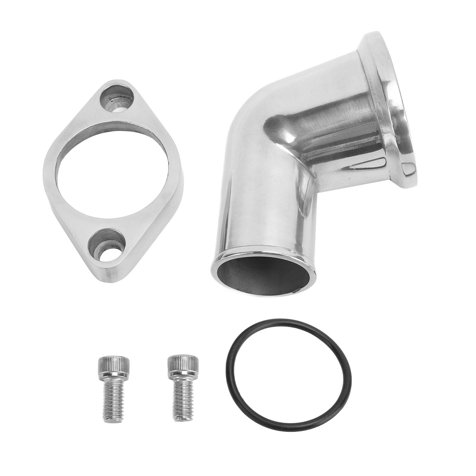 Chevy SBC BBC Engines 283 302 305 Water Neck Thermostat Housing Kit 8459BK Silver Swivel 15