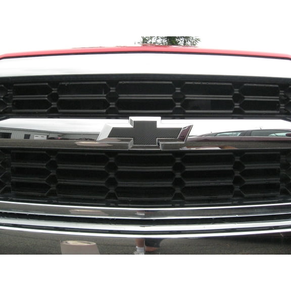 Chevy SIlverado Carbon Fiber Grille Tailgate Bowtie Overlay Decals 2014-2018 Set of 2