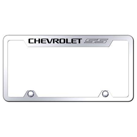 Chevy SS Logo Stainless Steel Truck Cut-Out License Plate Frame (Chrome)