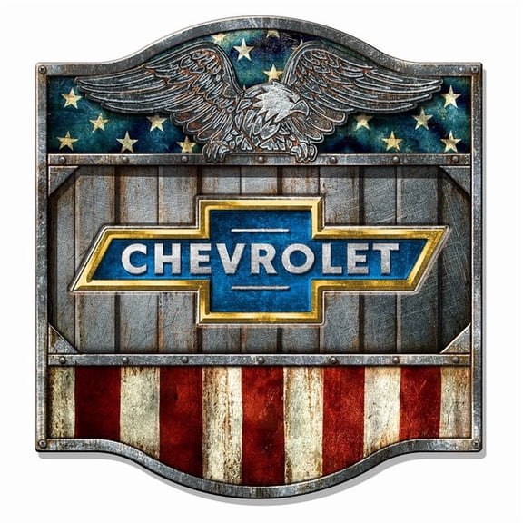 Desperate Enterprises Chevy Shield MDF Wood Wall Sign 23 x 17.5 Inch Multicolor Automotive Decor for Garage or Home