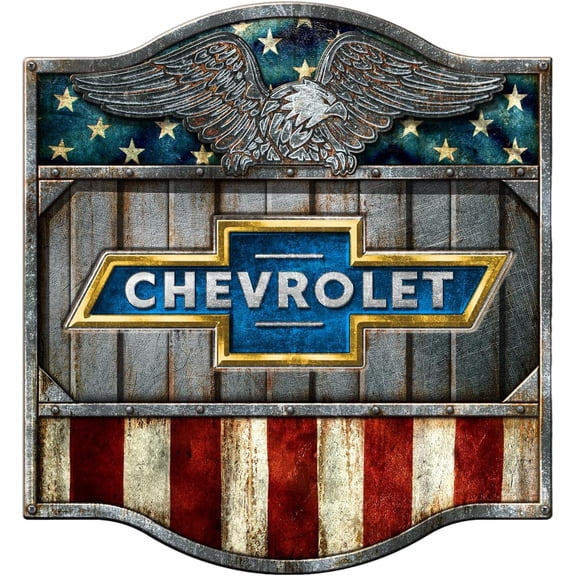 Desperate Enterprises Chevy Shield MDF Wood Wall Sign 23 x 17.5 Inch Multicolor Automotive Decor for Garage or Home